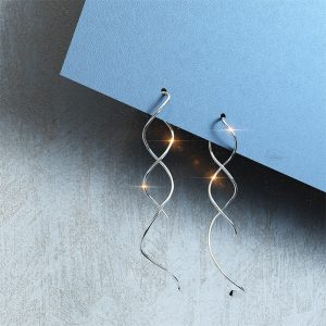 Solid 925 Sterling Silver Swirl Dangle Earrings