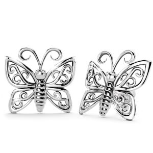 Solid 925 Sterling Silver Butterfly Stud Earrings
