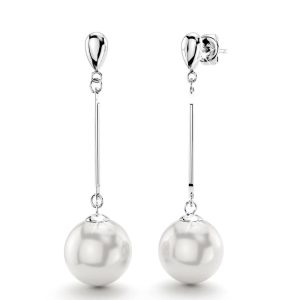 Solid 925 Sterling Silver Reko Drop Earrings Embellished with Swarovski® Crystal Pearls