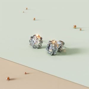 Solid 925 Sterling Silver Grateful Flower Stud Earrings