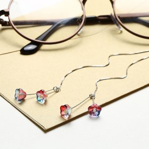 Solid 925 Sterling Silver Rose Apple Threader Earrings