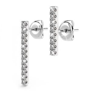 Solid 925 Sterling Silver Asymmetric Bar Stud Earrings