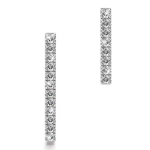 Solid 925 Sterling Silver Asymmetric Bar Stud Earrings