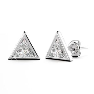 Solid 925 Sterling Silver Trilliant Cut Simulated Diamond Earrings