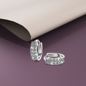 Solid 925 Sterling Silver Timeless Simulated Diamond Huggie Earrings