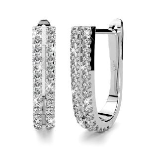 Solid 925 Sterling Silver Timeless Simulated Diamond Huggie Earrings