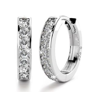 Solid 925 Sterling Silver Timeless Simulated Diamond Huggie Earrings