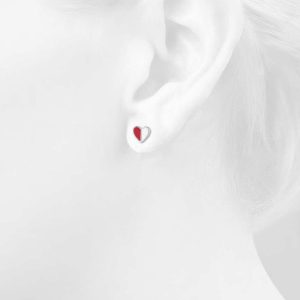 Solid 925 Sterling Silver Harmonious Red Love Earrings