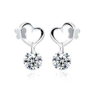 Solid 925 Sterling Silver Butterfly in Love Earrings