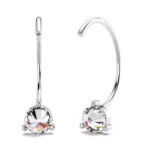 Solid 925 Sterling Silver Reverse Simulated Diamond Earrings