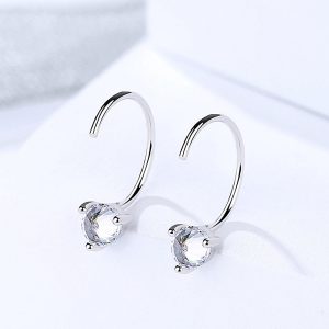 Solid 925 Sterling Silver Reverse Simulated Diamond Earrings