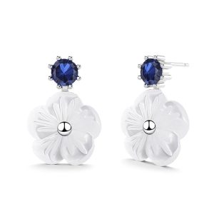 Solid 925 Sterling Silver White Floria Earrings