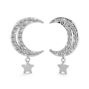 Solid 925 Sterling Silver Starmoon Stud Earrings