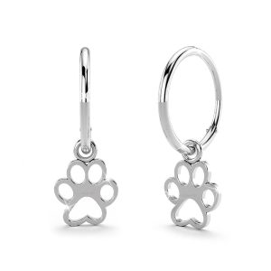 Solid 925 Sterling Silver Mini Puppy Paw Print Hoop Earrings