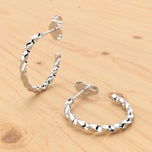 Solid 925 Sterling Silver Twisted C-Hoop Earrings