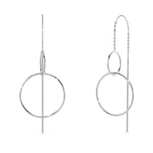 Solid 925 Sterling Silver Threader Earrings With Circles