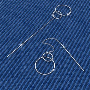 Solid 925 Sterling Silver Threader Earrings With Circles