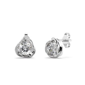 Solid 925 Sterling Silver Diamond Simulant Stud Earrings
