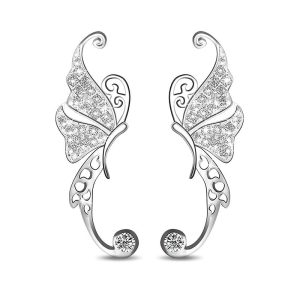 Solid 925 Sterling Silver Butterfly Climber Earrings