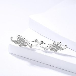 Solid 925 Sterling Silver Butterfly Climber Earrings