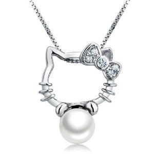 Solid 925 Sterling Silver Kitty Plays The Ball Pendant