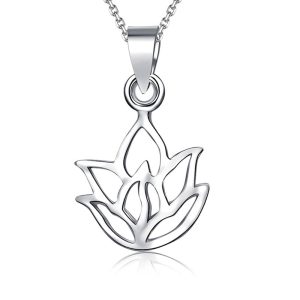 Solid 925 Sterling Silver Lotus Leaf Hook Pendant