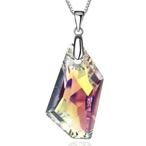 Solid 925 Sterling Silver Admentine Blue Crystal Pendant Embellished with Swarovski® crystals