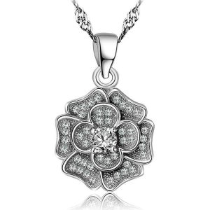 Solid 925 Sterling Silver Flowery Pendant
