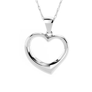 Solid 925 Sterling Silver Open Heart Pendant