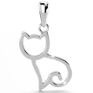Solid 925 Sterling Silver Kitten Pendant