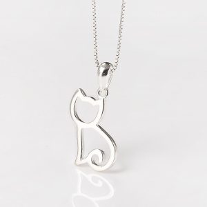 Solid 925 Sterling Silver Kitten Pendant