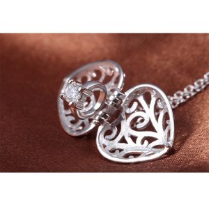 Solid 925 Sterling Silver Zircon Heart Pendant