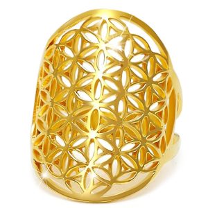 Solid 925 Sterling Silver Egyptian Flower Ring