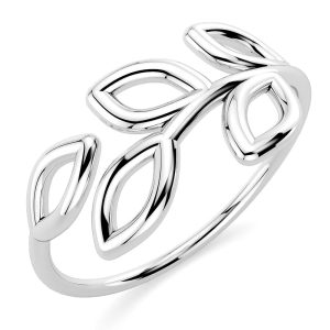 Solid 925 Sterling Silver Leafy Fashion Ring