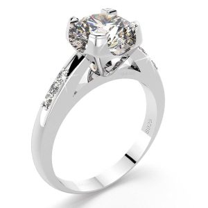 Solid 925 Sterling Silver Simulated Diamond Ring