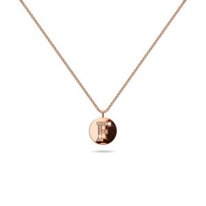 Solid 925 Sterling Silver Initial Alphabet Personalised Disc Necklace- F