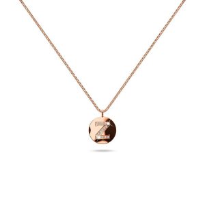 Solid 925 Sterling Silver Initial Alphabet Personalised Disc Necklace- Z