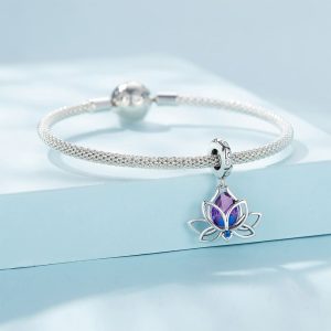 Solid 925 Signature Silver Lotus Gleam Fusion Charm