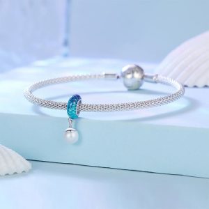 Solid 925 Signature Silver Pearlescent Mermaid Whispers Charm